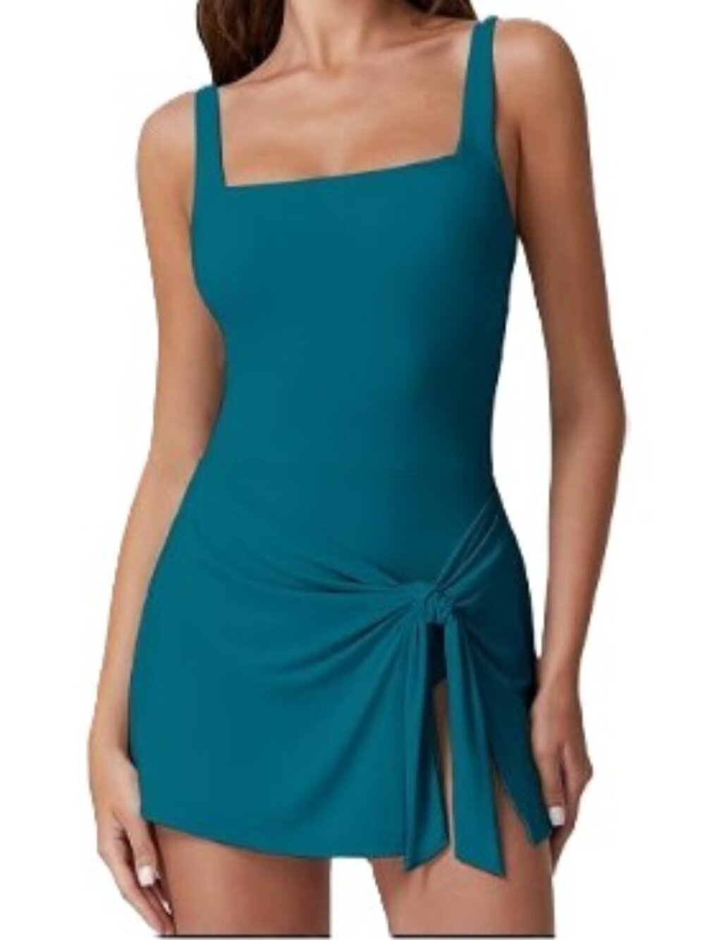 WOMEN'S QINSEN TIE-WAIST SKIRT ONE-PIECE SWIMSUIT (SIZE LARGE)